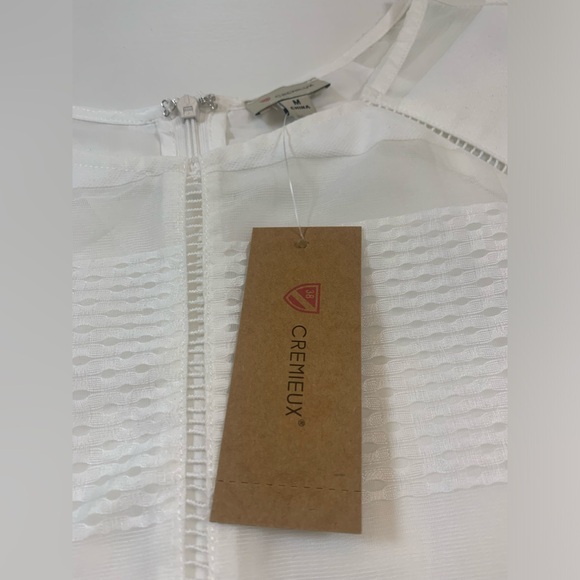 Cremieux Ryan Dress Botanic Bouquet White Full Skirt Semi Sheer Dress M (bin J) - Picture 5 of 13